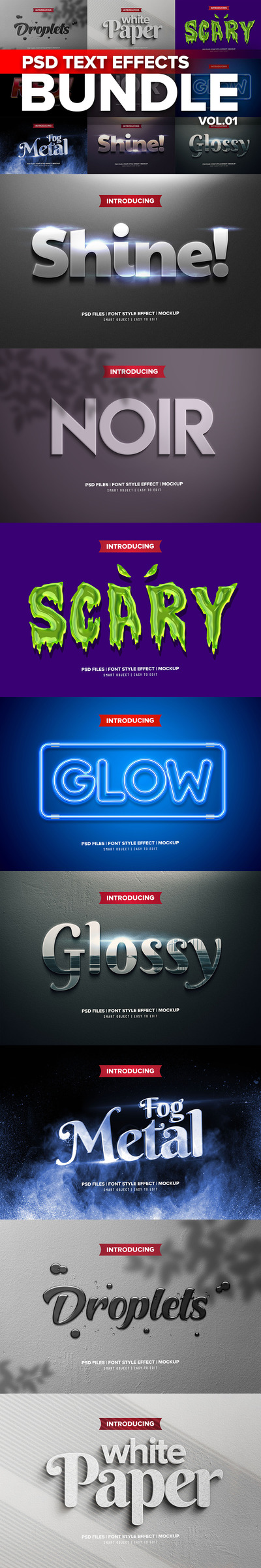 多样式3D文字效果套装 (psd)