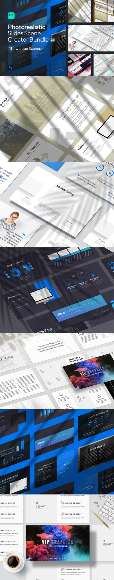 阴影+幻灯片展示样机素材包 (psd)