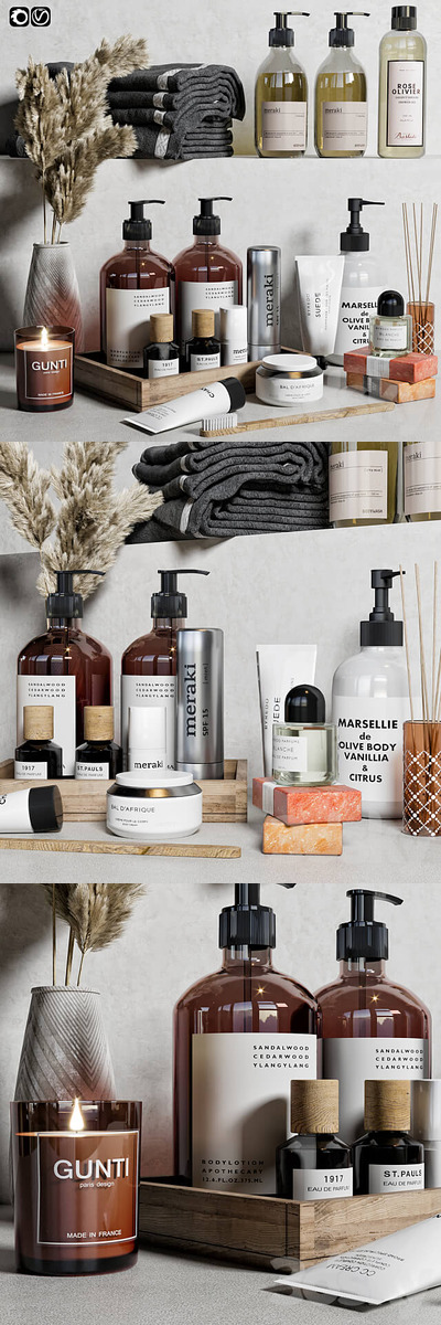 卫浴洗漱用品装饰套装3D模型下载（OBJ,MAX,FBX）