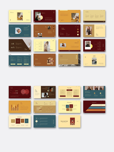 暖色复古风格ppt模板 (PPTX)