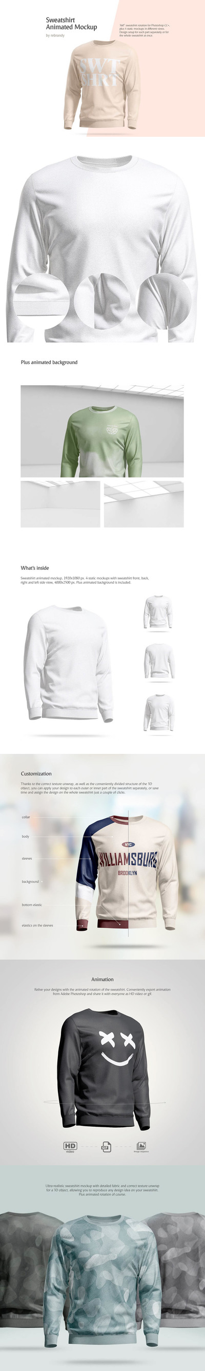 动画运动衫服装展示样机 (psd)