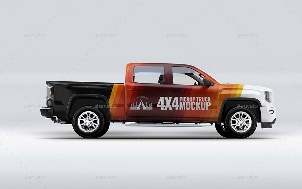 4X4皮卡汽车品牌广告设计样机 (psd)