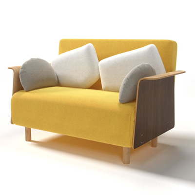 双人黄色布艺沙发3D模型（OBJ,FBX,MAX）