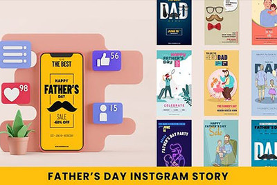 父亲节主题促销活动Instagram故事广告视频模板[aep]