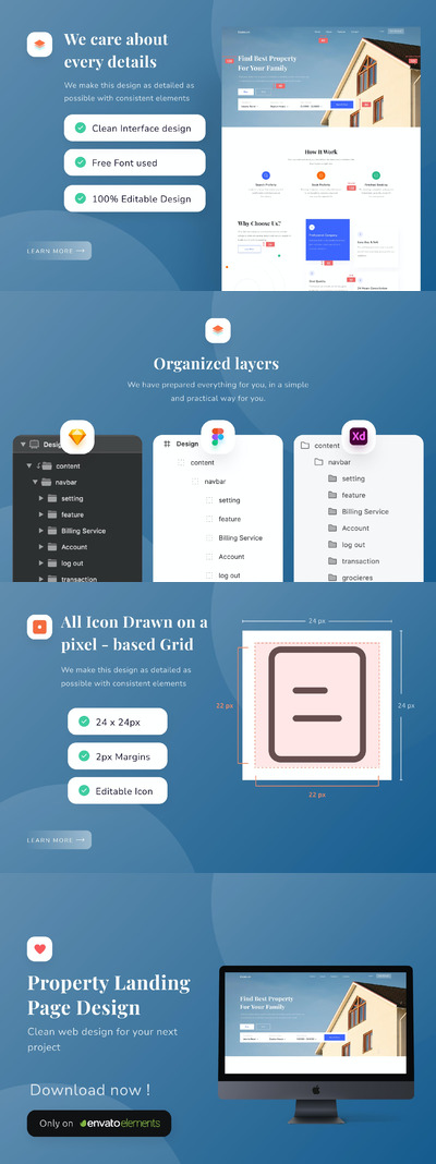 国际化房产买卖网页模板 (FIG,SKETCH,XD)