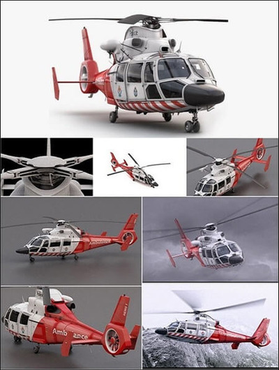 空中救援直升机 AS 365 3D模型下载（FBX,OBJ,MAX）