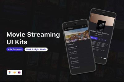电影流媒体UI Kits (SKETCH,XD,FIG)