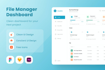 文件管理网盘网页模板 (FIG,SKETCH,XD)