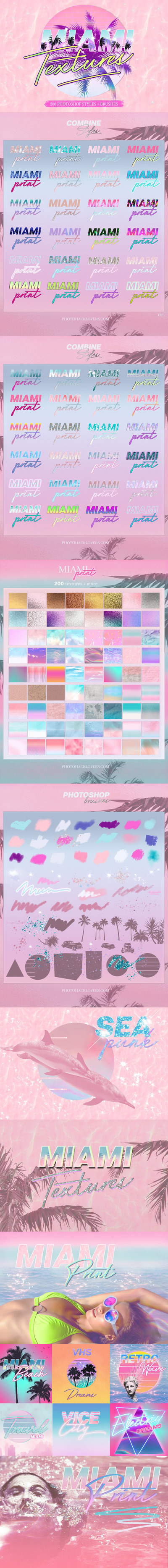 迈阿密柔和美学风格PS样式素材[1.08GB,psd,asl,abr]