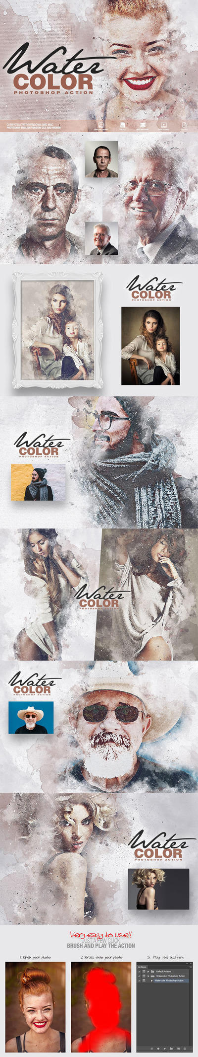 复古水彩污渍艺术照片效果PS动作 (atn)