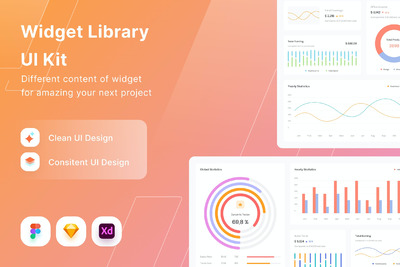 网页大数据可视化组件库 UI Kit (FIG,SKETCH,XD)