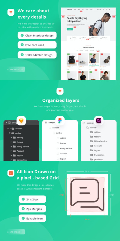 极简主义电商网站着陆页模板 (FIG,SKETCH,XD)