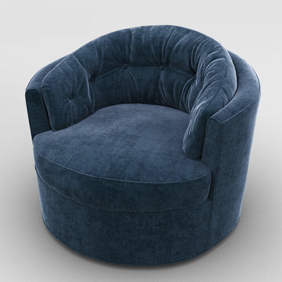 暗蓝色圆形单人布艺沙发3D模型（OBJ,FBX,MAX）
