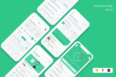 保险功能 App UI Kit (FIG,SKETCH,XD)