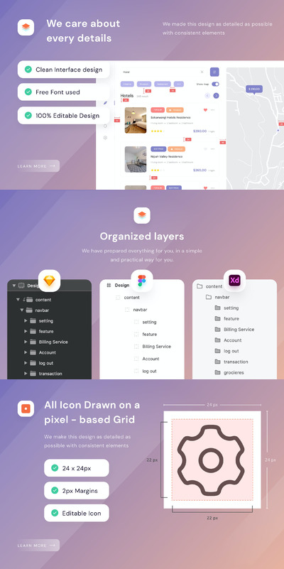 酒店预订网页模板 (FIG,SKETCH,XD)