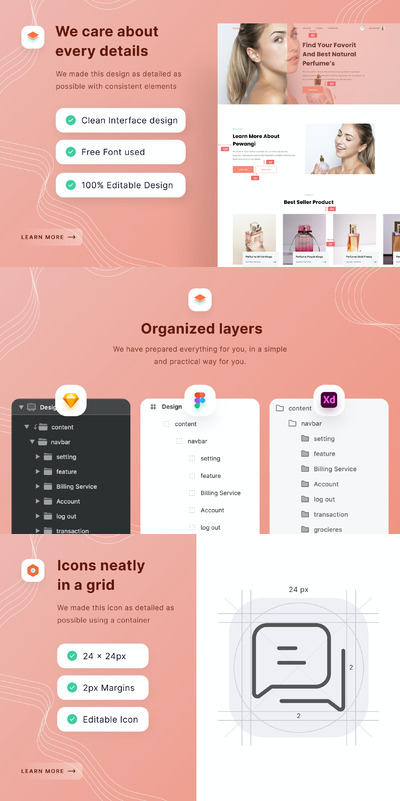 香水电商响应式网页模板 (FIG,SKETCH,XD)