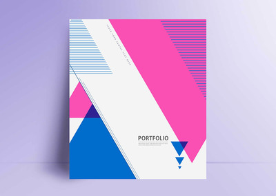 几何三角形画册杂志封面设计模板 (psd)