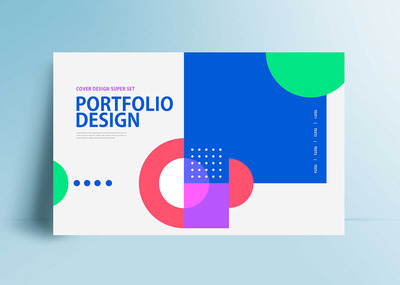 多彩几何图形杂志画册封面设计模板 (psd)