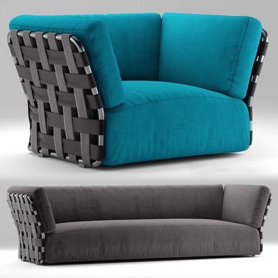 金属外框一体式布艺沙发3D模型（OBJ,FBX,MAX）