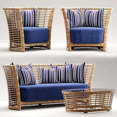竹子沙发和茶几3D模型（OBJ,FBX,MAX）