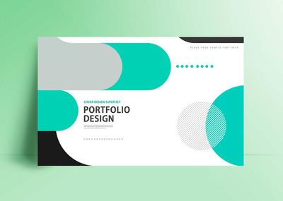 几何创意作品集图册封面设计模板 (psd)