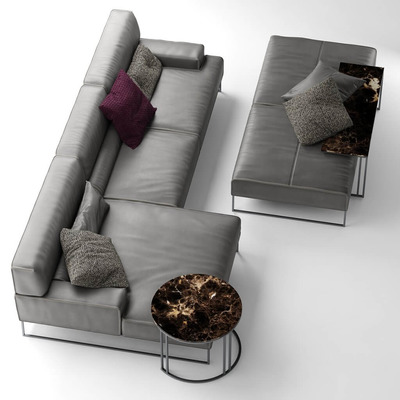 灰色皮革沙发3D模型（OBJ,FBX,MAX）