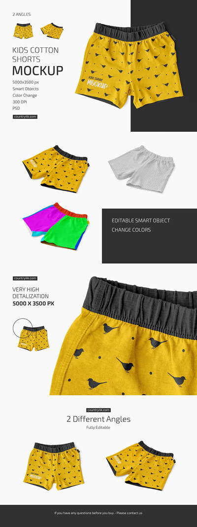 儿童棉短裤样机套装 (psd)