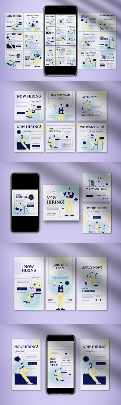 时尚高端招聘banner矢量插画设计模板集合