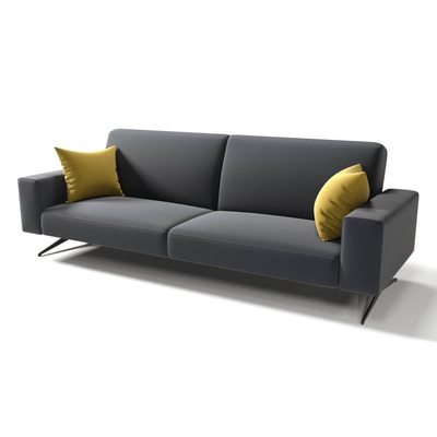 金属脚架深灰色布艺沙发3D模型（OBJ,FBX,MAX）