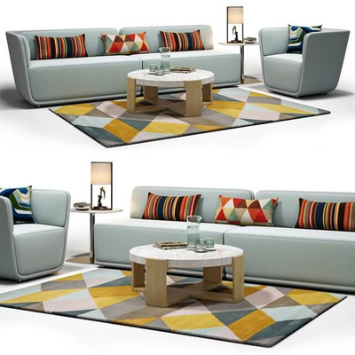 淡绿色一体式加厚沙发3D模型（OBJ,FBX,MAX）