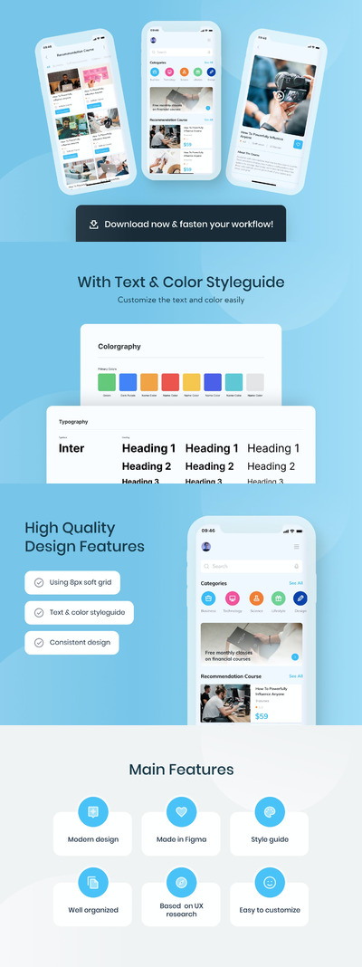 在线教育UI 设计模板(FIG)