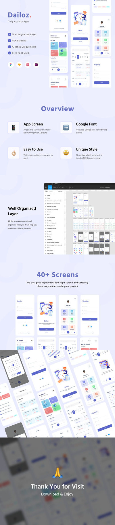 Dailoz - 日常活动应用程序UI工具包 (FIG,SKETCH,XD)