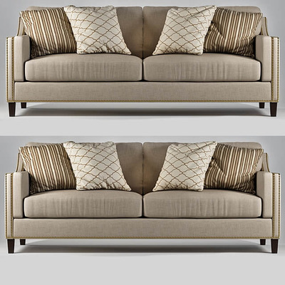 米色镶边双人布艺沙发3D模型（OBJ,FBX,MAX）