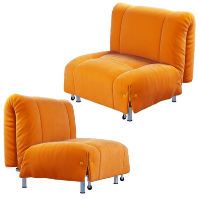 橙色单人无扶手沙发3D模型（OBJ,FBX,MAX）