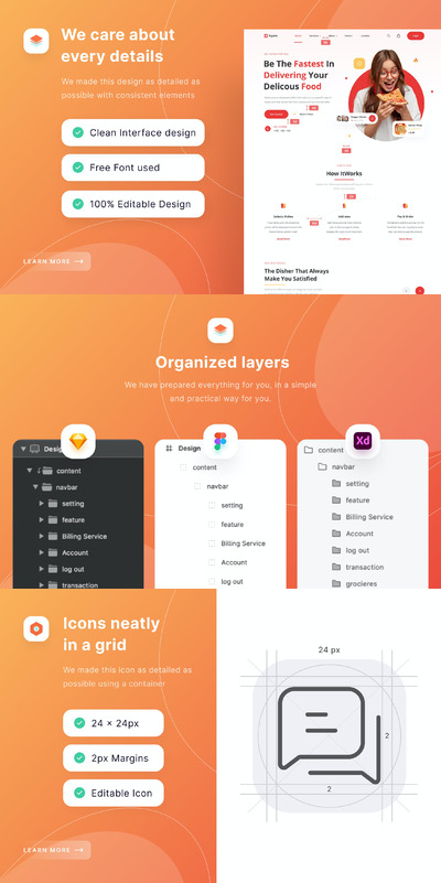 美食配送网页模板 (FIG,SKETCH,XD)