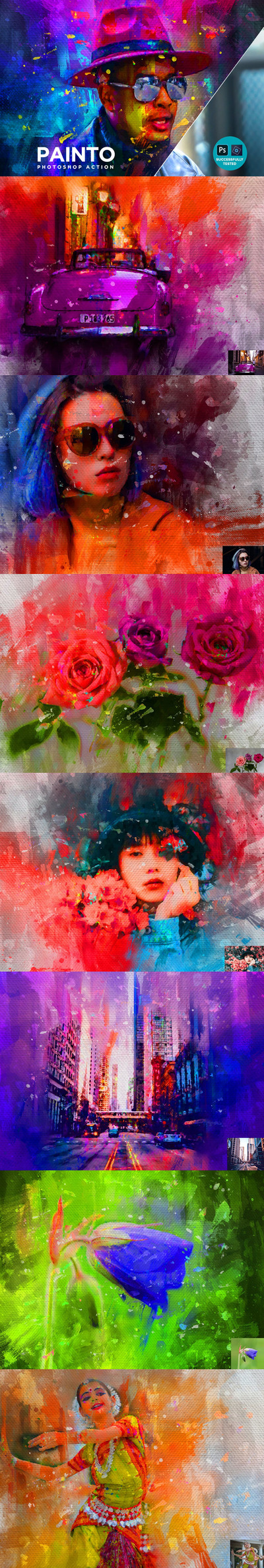 时尚高端手绘油画效果photoshop动作预设