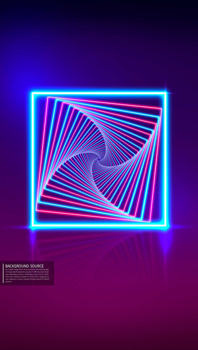 霓虹旋转方形抽象立体视觉背景图素材 (psd)
