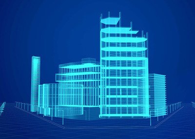 城市商业中心蓝图透视图背景图素材 (psd)