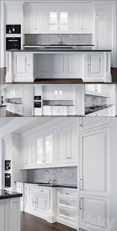 欧式厨房橱柜3D模型下载（OBJ,MAX,FBX）