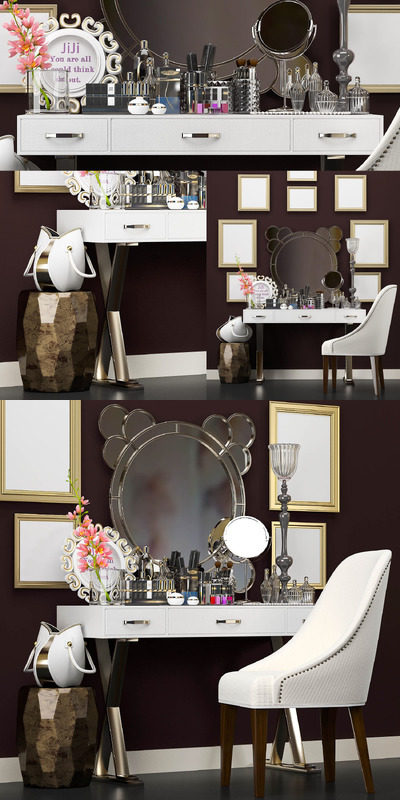 时尚梳妆台场景3D模型下载（OBJ,MAX）