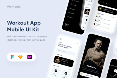 锻炼健身移动应用程序 - Uixasset (FIG,SKETCH,XD)