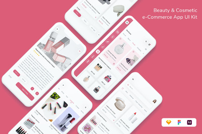 美妆电子商务程序 UI 工具包(FIG,SKETCH,XD)