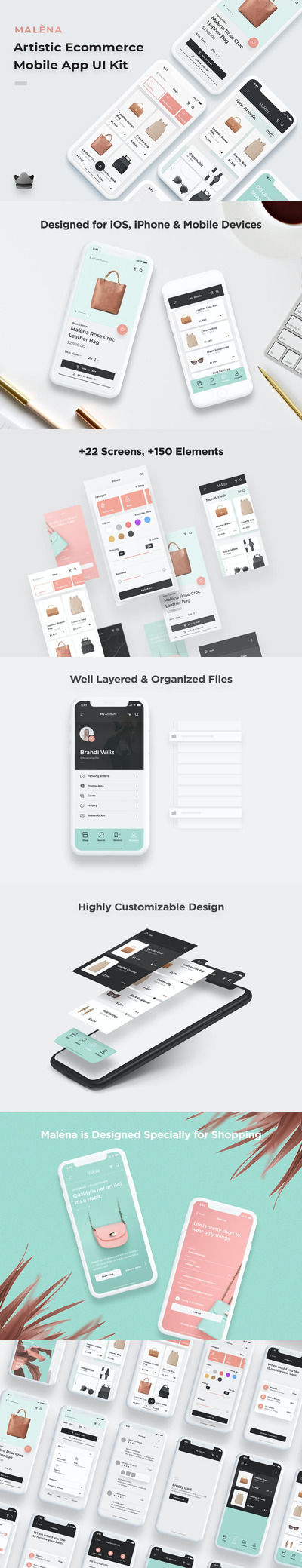 时尚高端专业的高品质电商APP UI KITS-FIG, PSD, SKETCH, XD