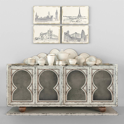 旧储物柜和周围装饰组合3D模型（OBJ,FBX,MAX）