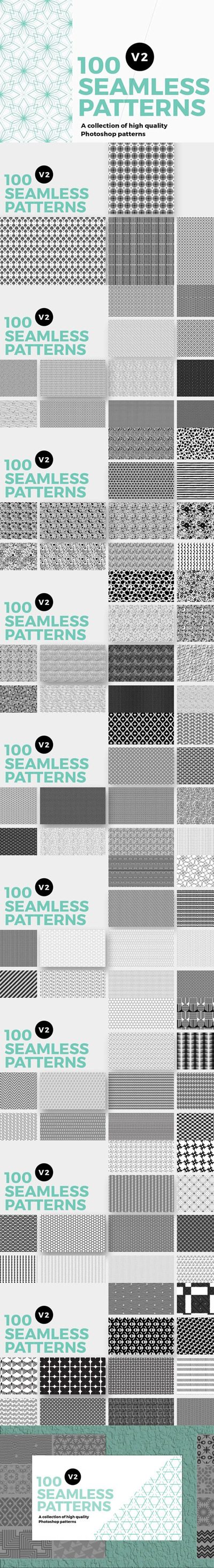 100个无缝图案纹理背景素材 (pat)