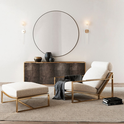 金黄色金属框架沙发椅和柜子家具装饰组合3D模型（OBJ,FBX,MAX）