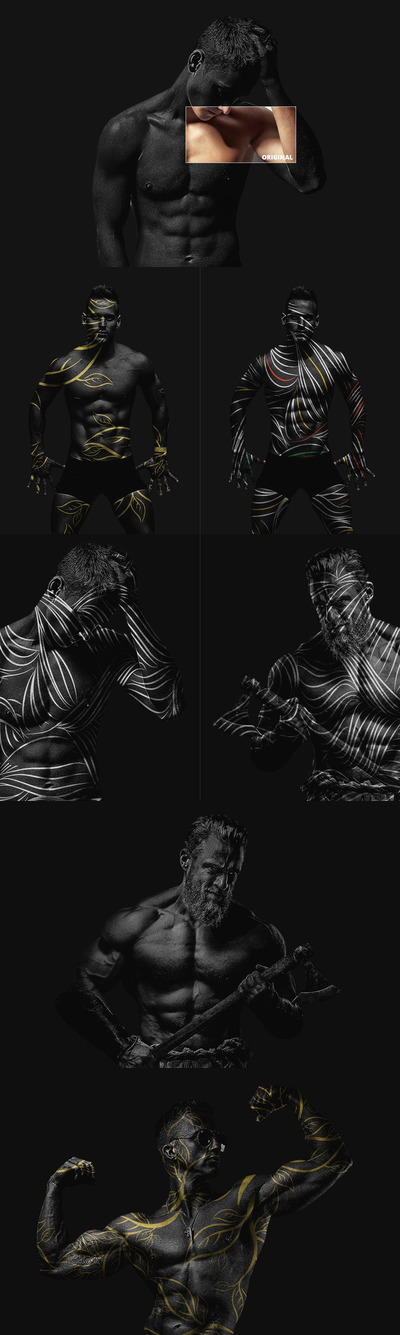 黑色皮肤Photoshop动作特效(ABR,ATN,PAT)