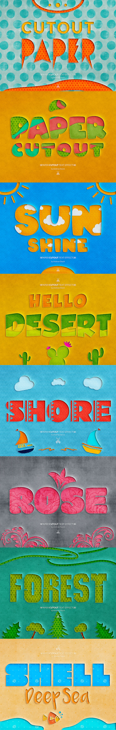 游戏剪纸文字效果样式 (PSD,PDF)