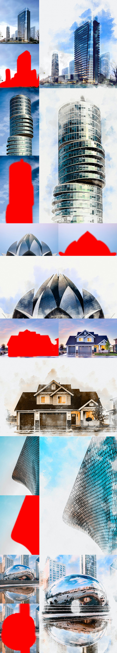 建筑水彩特效2.0 - Photoshop工具 (ABR,ATN,ZXP,PAT,HTML,PDF,PNG,XML)