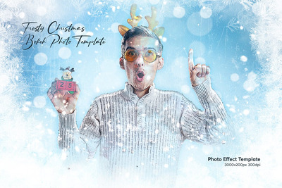 圣诞散景照片效果模板 (PSD)